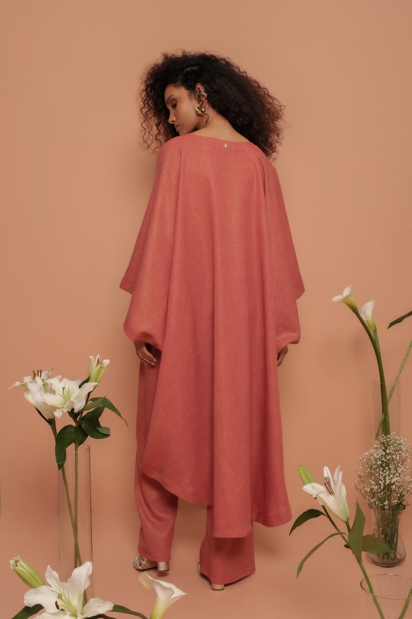 KAFTAN FLOWER BRILLER TERRACOTA