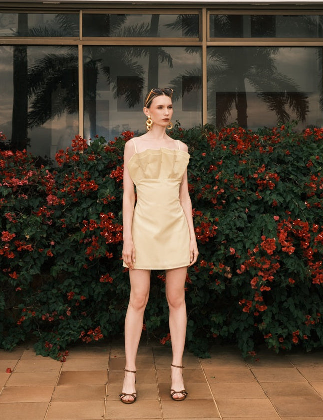 UMBRELLA MINI DRESS BUTTER