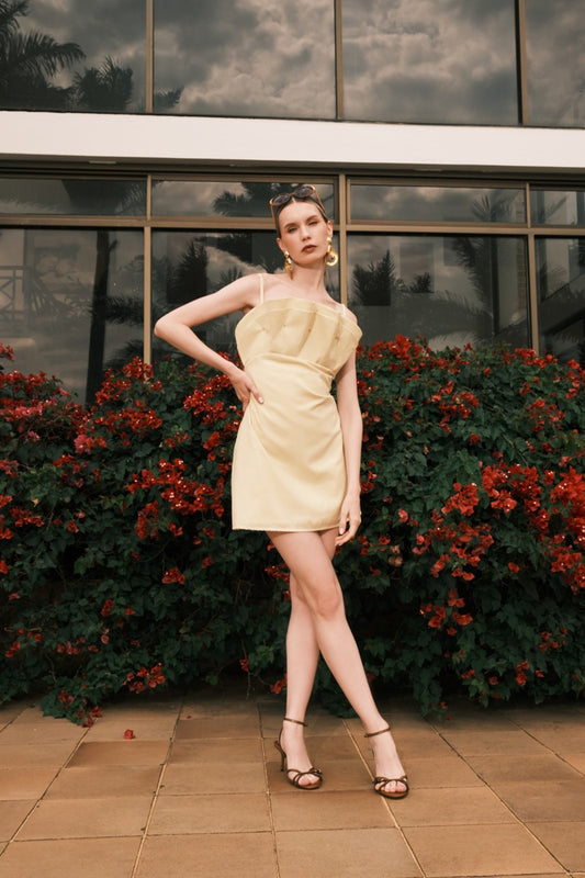 UMBRELLA MINI DRESS BUTTER