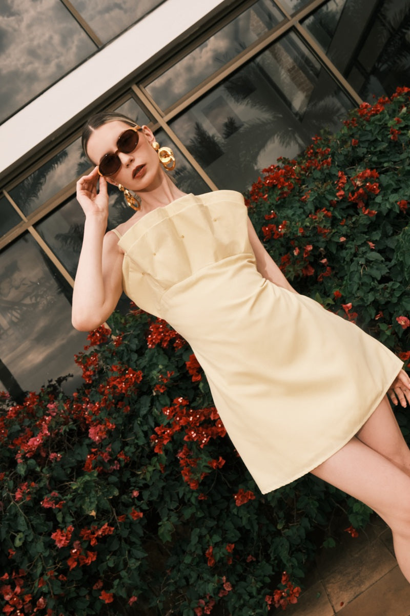 UMBRELLA MINI DRESS BUTTER