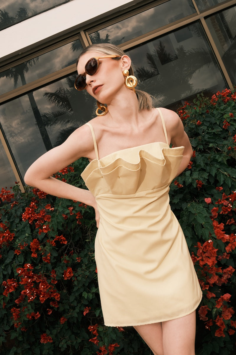 UMBRELLA MINI DRESS BUTTER