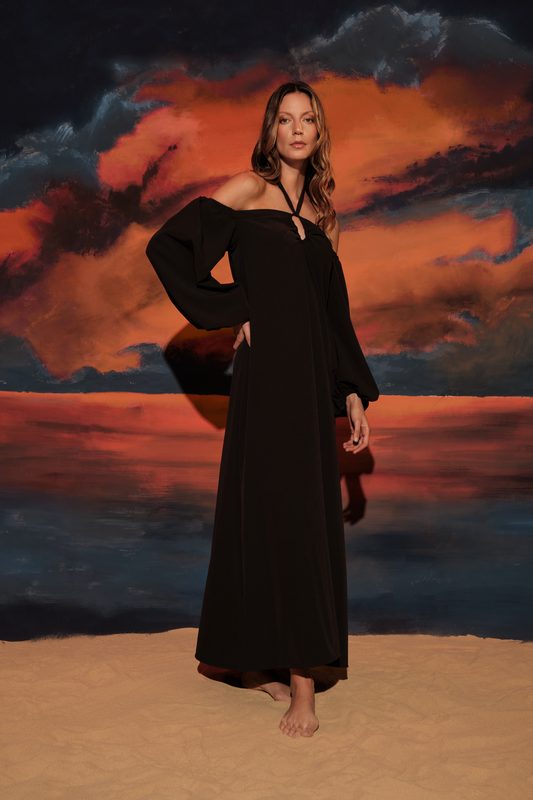 SEA YOU TUNIC DRESS BLACK