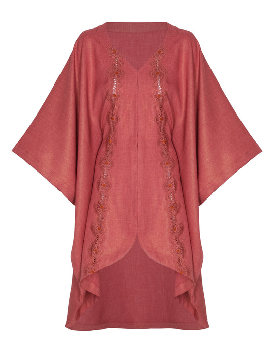 KAFTAN FLOWER BRILLER TERRACOTA